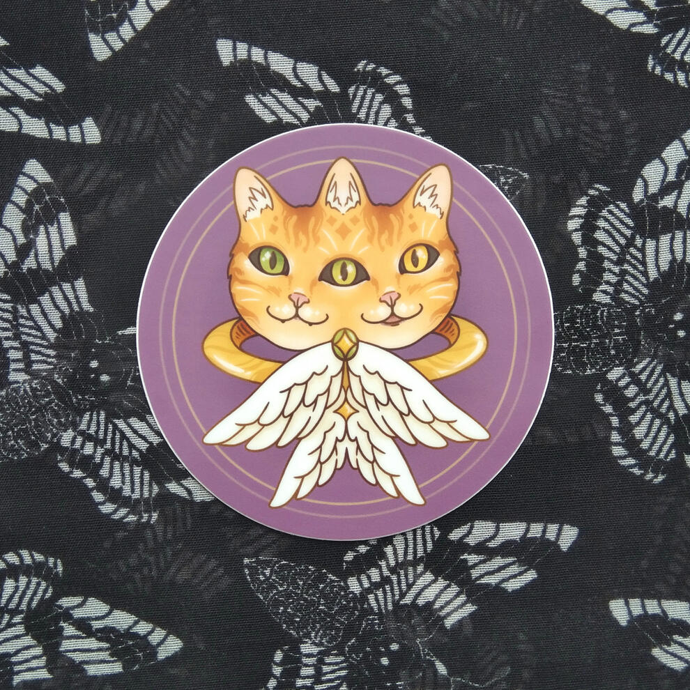 Cat Cherub Sticker
