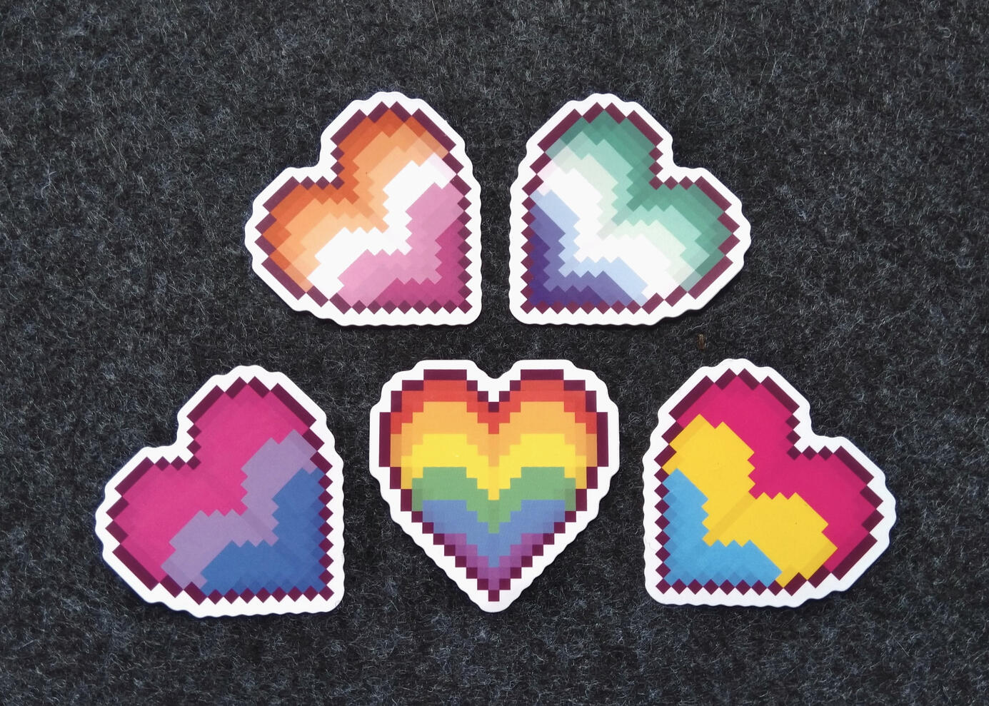 Pixel Pride Heart Stickers